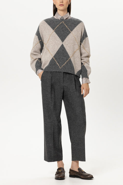 Luisa Cerano Grey Patterned Alpaca-Blend Sweater 