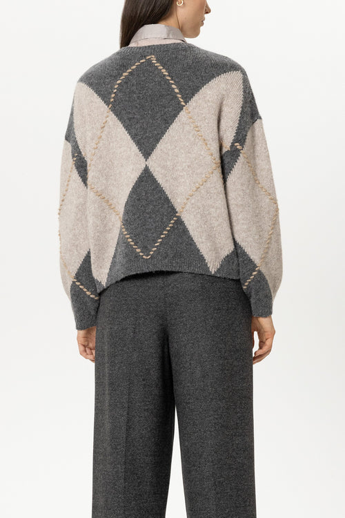 Luisa Cerano Grey Patterned Alpaca-Blend Sweater 