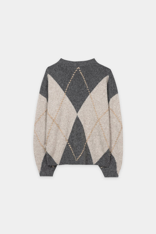 Luisa Cerano Grey Patterned Alpaca-Blend Sweater 