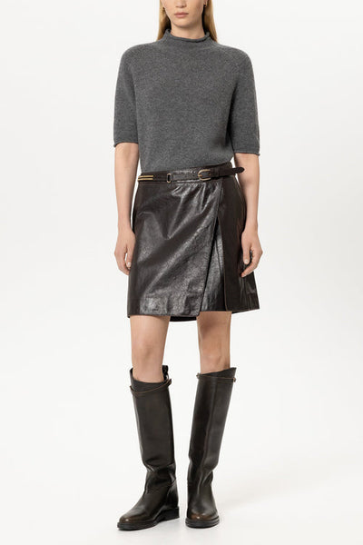Luisa Cerano Heather Cashmere Blend Rolled Hem Collar Sweater 148878