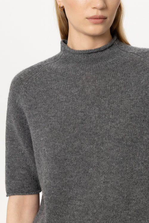 Luisa Cerano Heather Cashmere Blend  Rolled Hem Neck Sweater