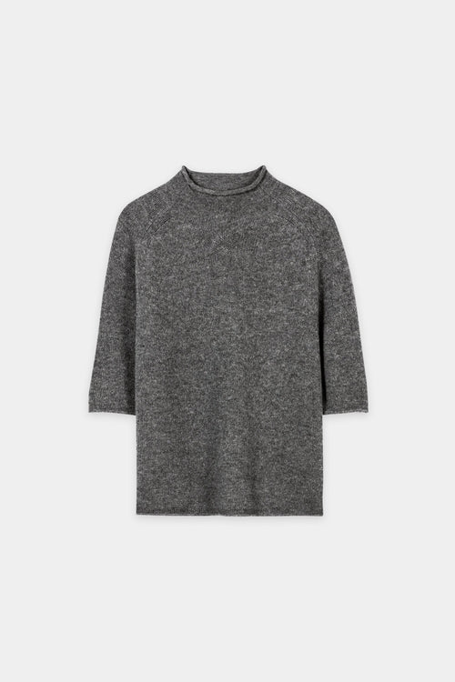 Luisa Cerano Heather Cashmere Blend  Rolled Hem Neck Sweater