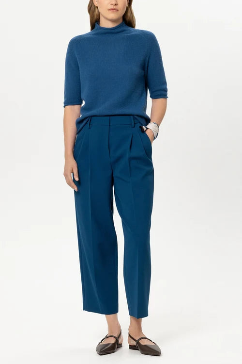 Luisa Cerano Sapphire Cashmere Blend  Rolled Hem Neck Sweater