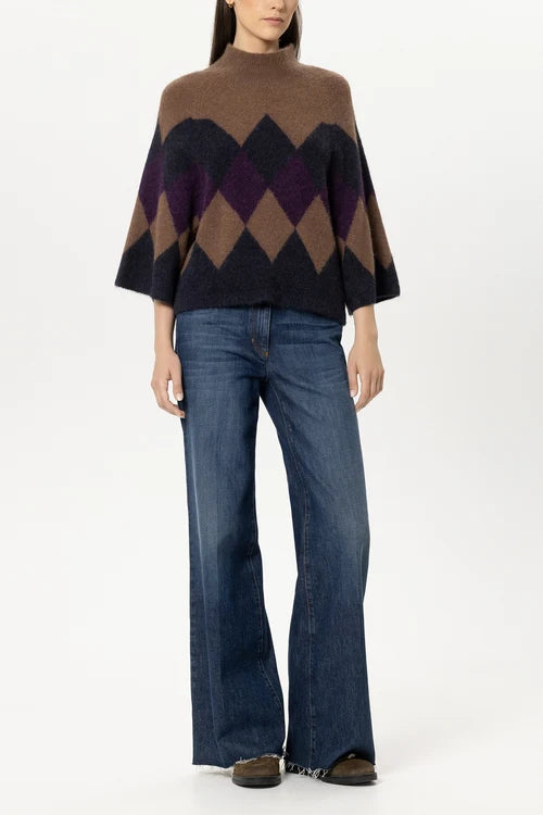 Luisa Cerano Multi-Coloured Patterned Cape Sweater