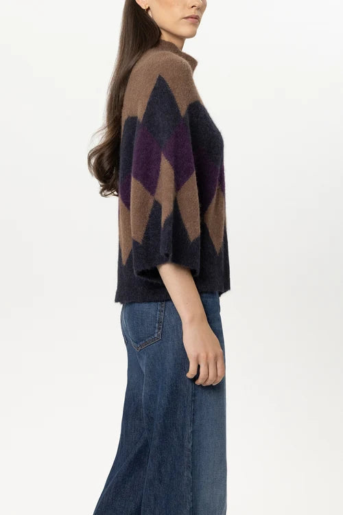 Luisa Cerano Multi-Coloured Patterned Cape Sweater