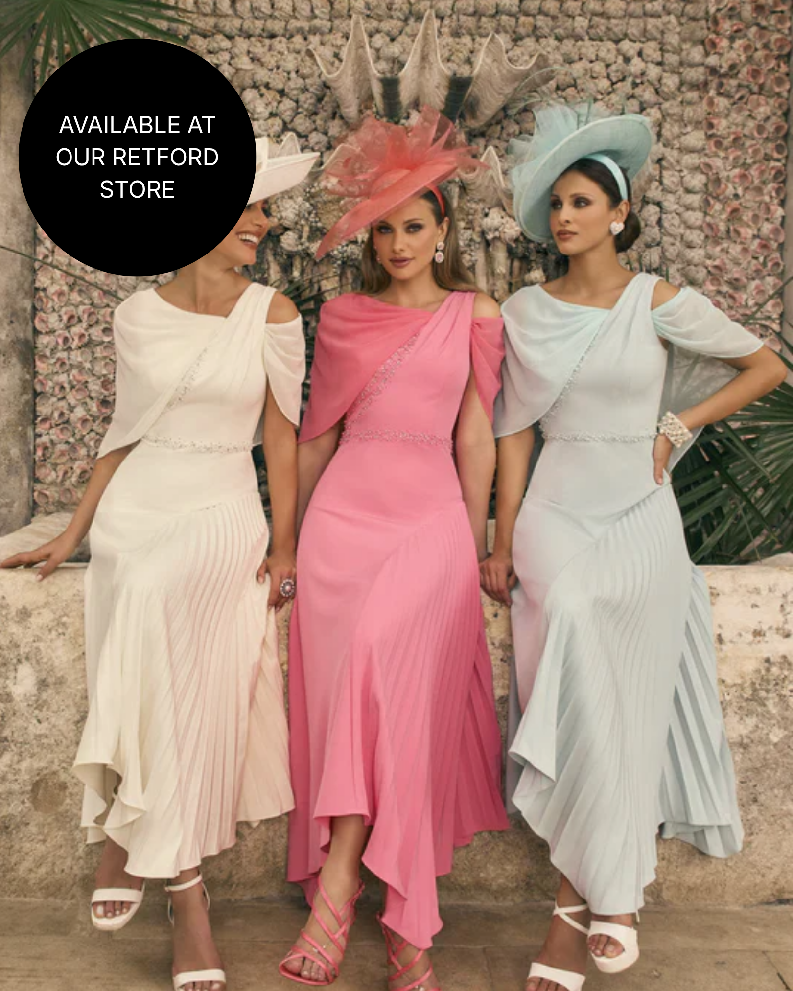 Veni Infantino Flamingo Drop Cape Sleeve Dress Pleated to Straight Skirt 992785 AW