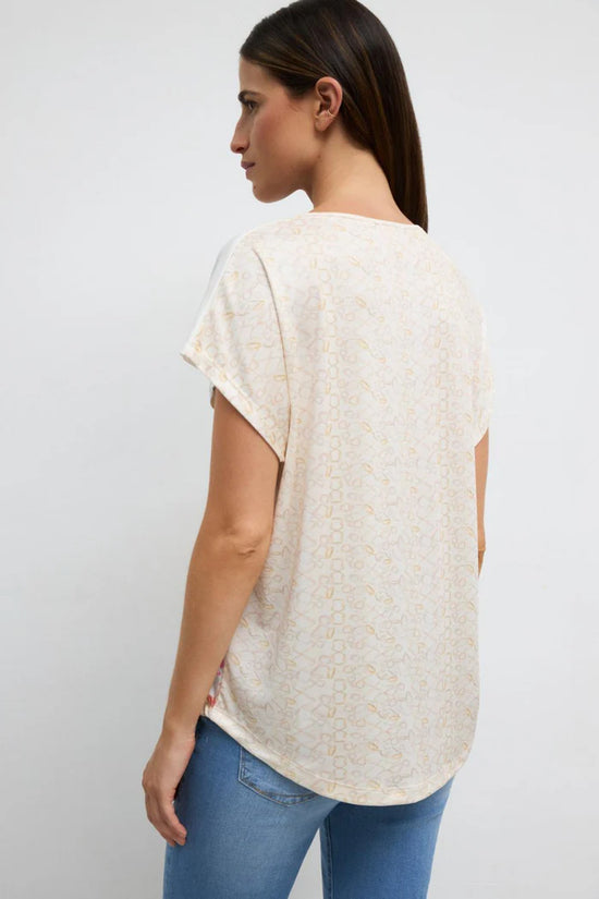 Tinta & Bariloche Seaside Print Scoop Neck Top – Loose Fit, Flutter Sleeve LINA