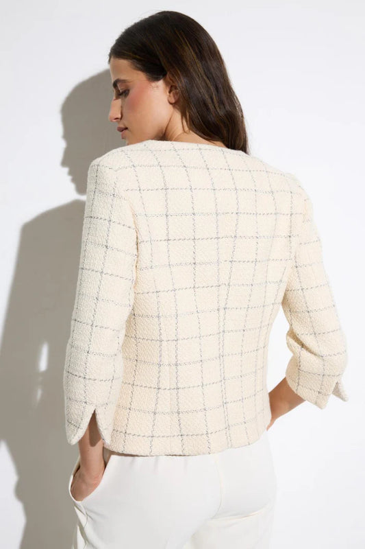 Tinta & Barriloche Natural Check Patterned Short Tweed Jacket CARRASCAL