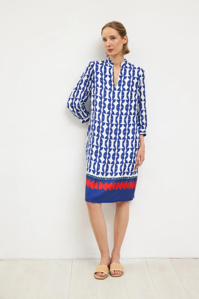 Tinta & Bariloche Royal Blue Geometric Print Tunic Dress Menta