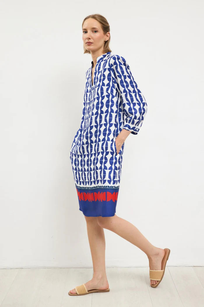 Tinta & Bariloche Royal Blue Geometric Print Tunic Dress Menta