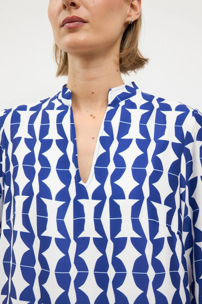 Tinta & Bariloche Royal Blue Geometric Print Tunic Dress Menta