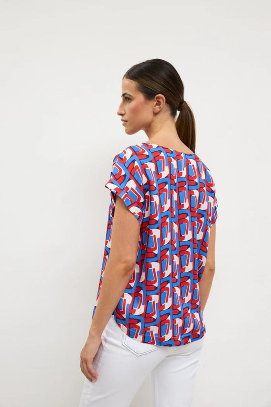Tinta & Bariloche Red & Blue Geometric Print Blouse