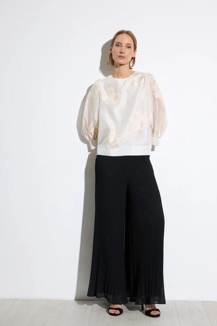 Tinta & Bariloche Black Wide Leg Pleated Trousers Musa