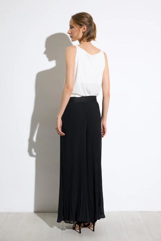 Tinta & Bariloche Black Wide Leg Pleated Trousers Musa