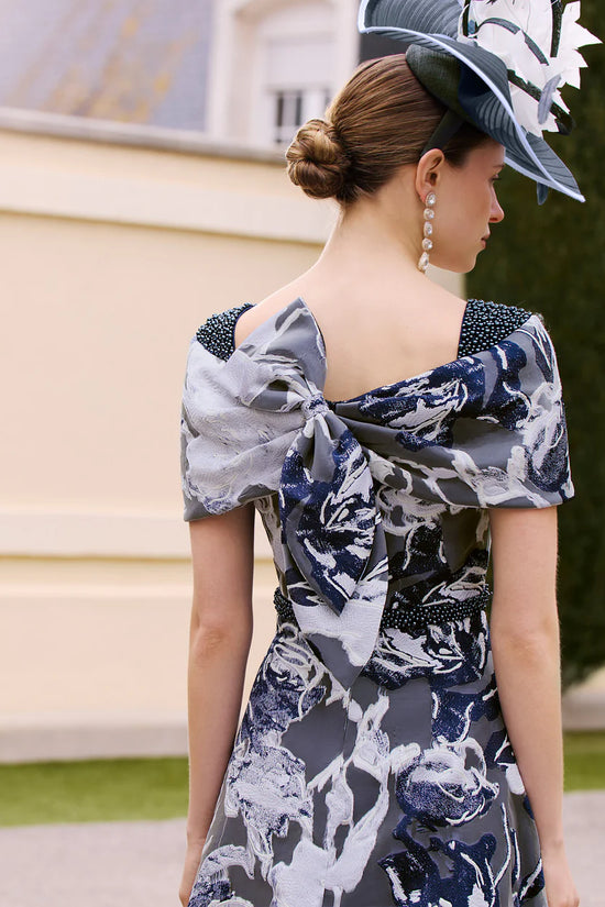 Couture Club Navy & Silver Patterned A-Line Dress