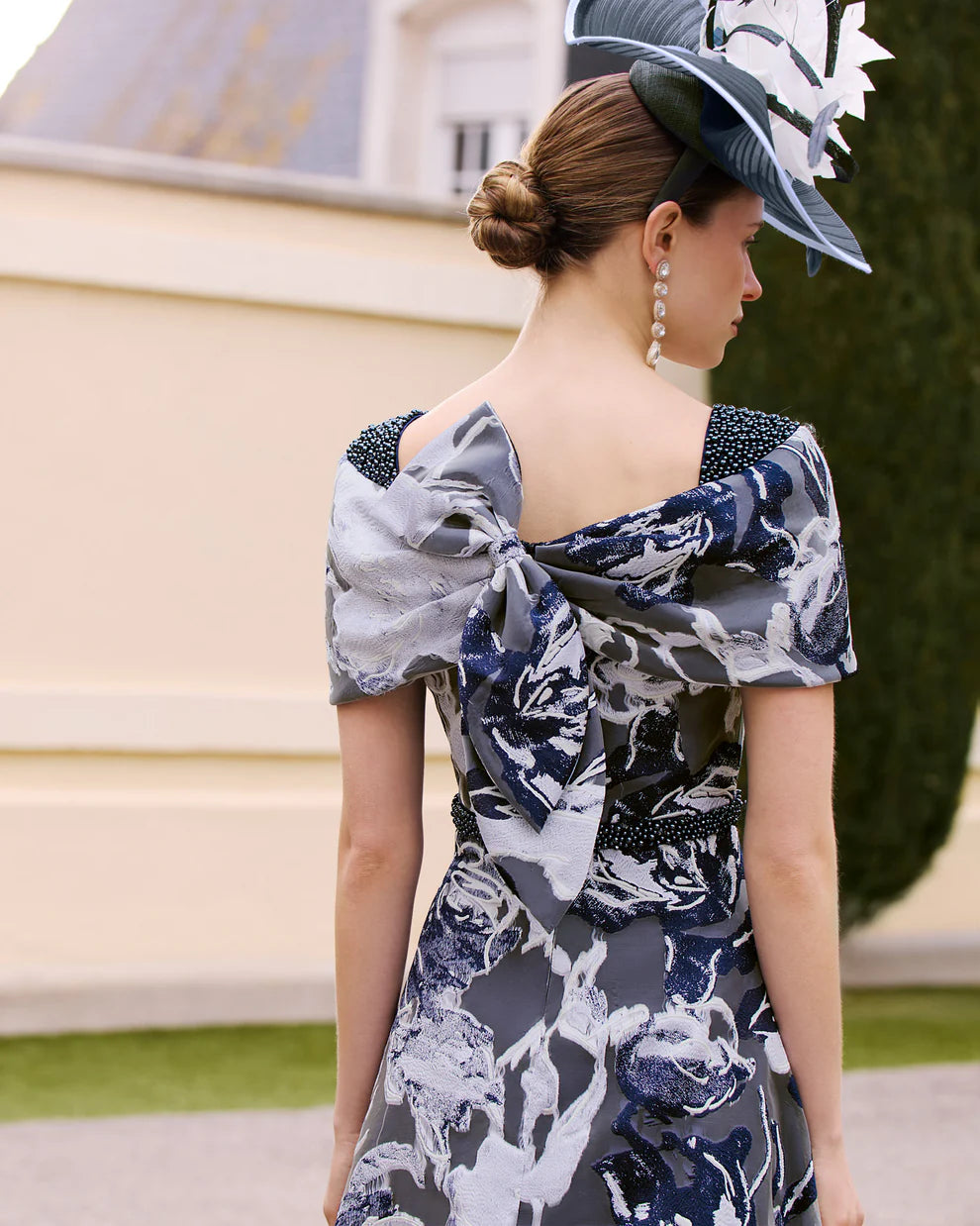 Couture Club Navy & Silver Patterned A-Line Dress