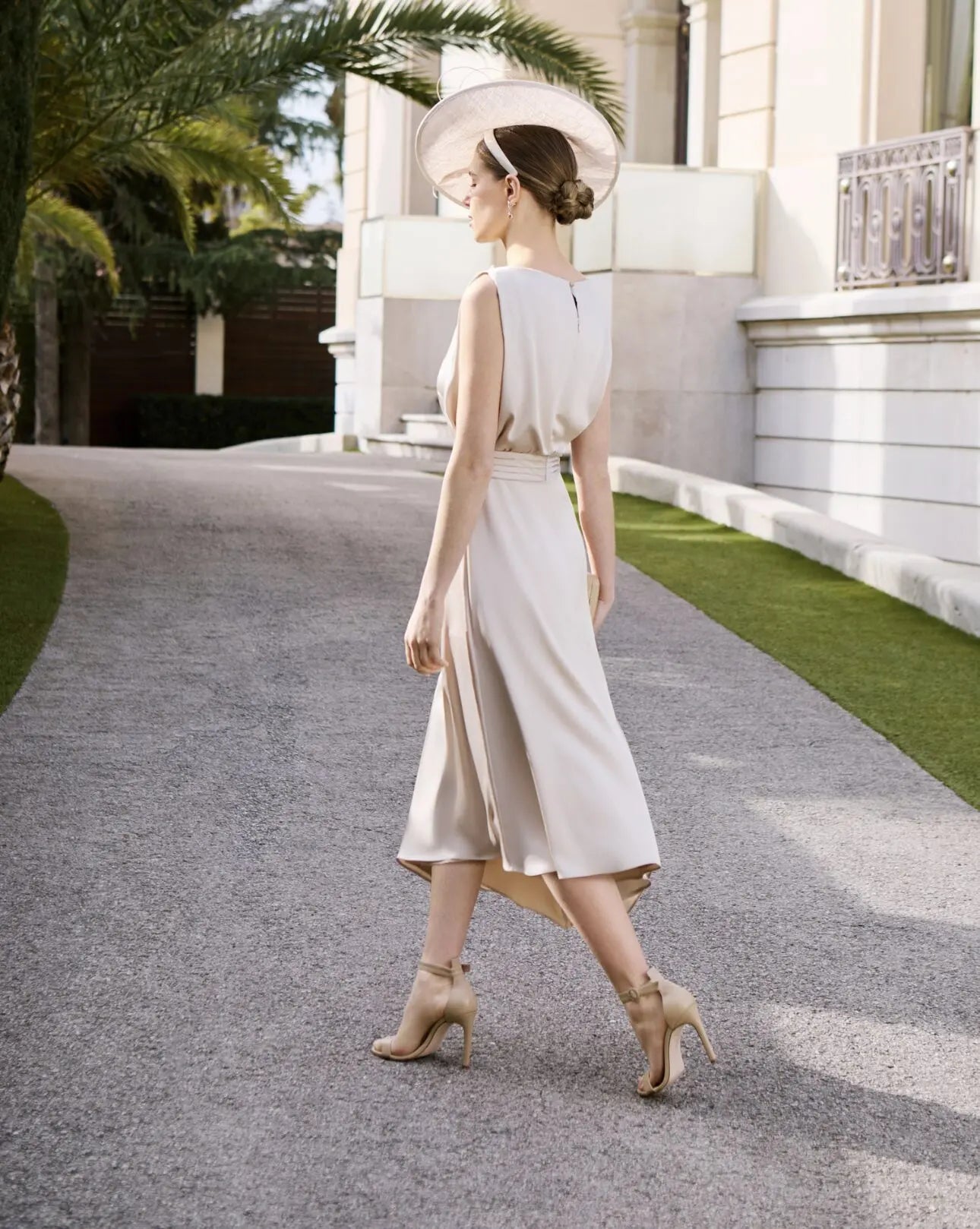 Couture Club Sand-Coloured Gathered Waistline Midi Dress 1G2P6 AW