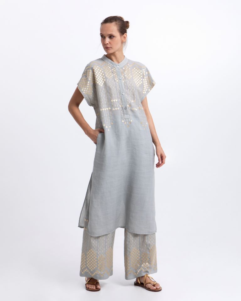 Greek Archaic Kori Stone Short Sleeve Tunic Dress 4083155