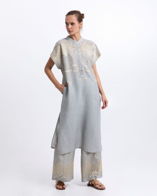 Greek Archaic Kori Stone Short Sleeve Tunic Dress 4083155