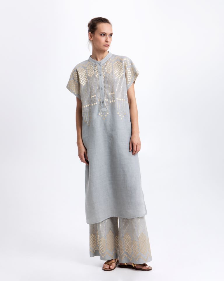 Greek Archaic Kori Stone Short Sleeve Tunic Dress 4083155