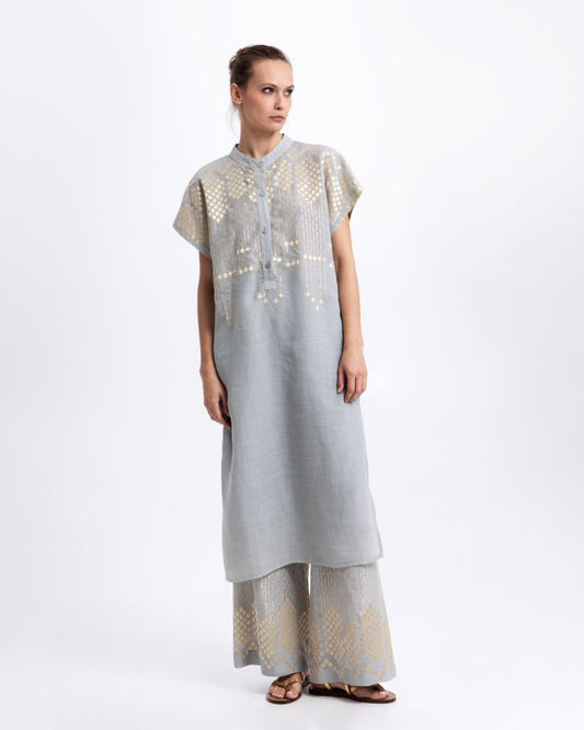 Greek Archaic Kori Stone Short Sleeve Tunic Dress 4083155