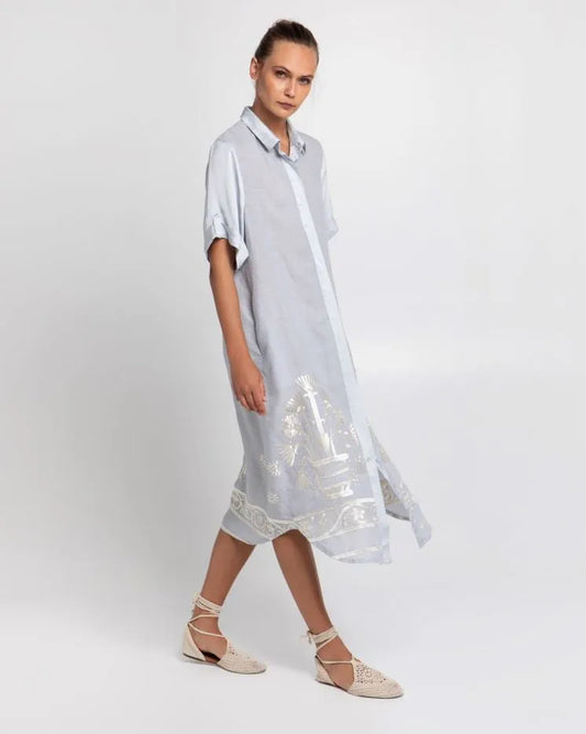 Greek Archaic Kori belted shirt dress 530273