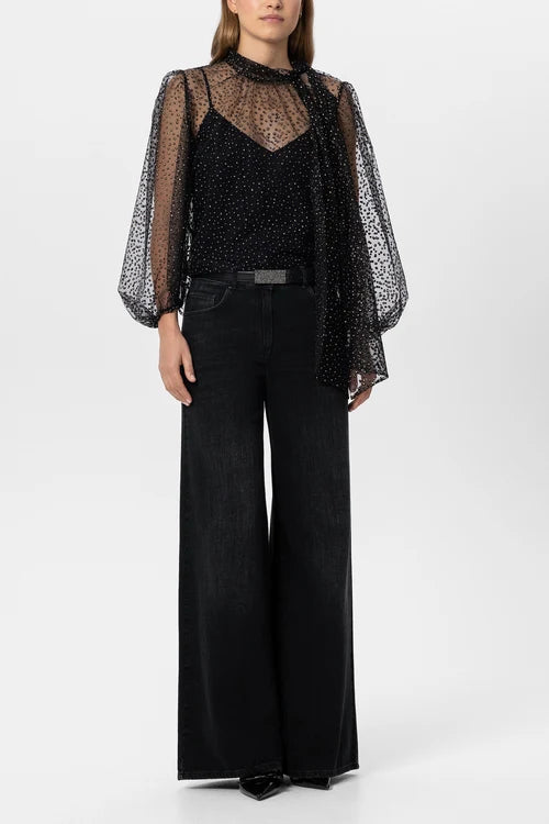 Luisa Cerano Wide Leg Black Denim 60015 4178