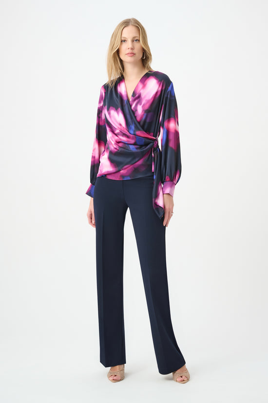 Joseph Ribkoff Midnight Blue Wide Leg Pull-On Trousers