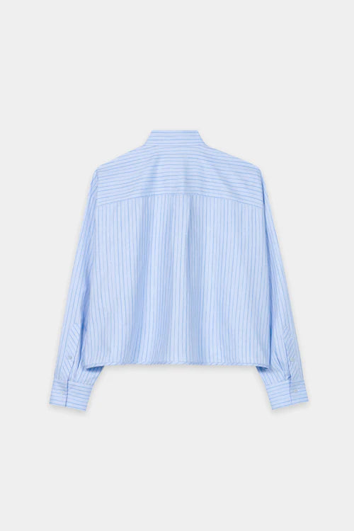 Luisa Cerano Blue Striped Shirt Blouse with Frill 238649