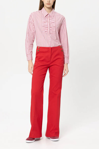 Luisa Cerano Pink Striped Cotton Shirt Blouse 238653