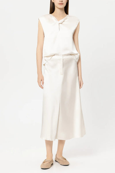 Luisa Cerano Cream Satin Top with Knot Detail 238654