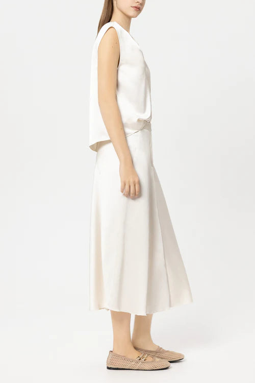 Luisa Cerano Cream Satin Top with Knot Detail 238654