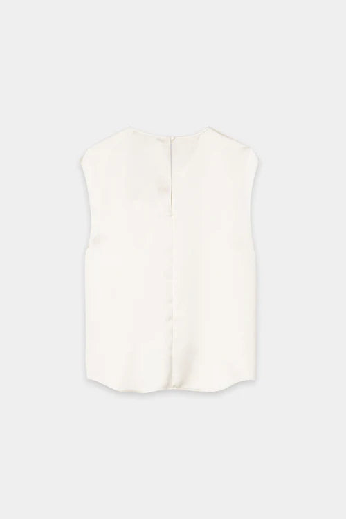 Luisa Cerano Cream Satin Top with Knot Detail 238654