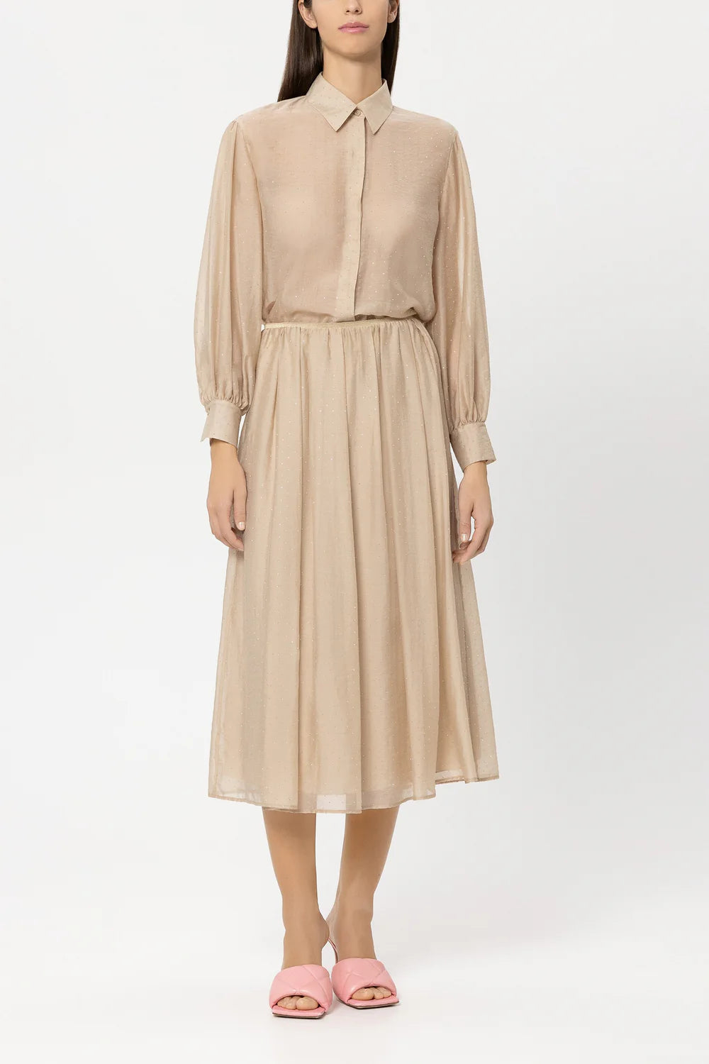 Luisa Cerano Soft Camel Shirt Blouse with Rhinestones 238657