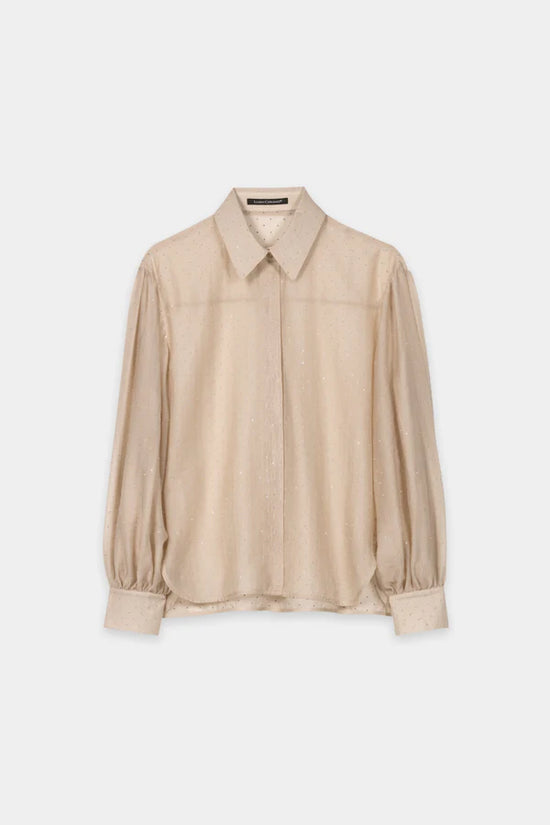 Luisa Cerano Soft Camel Shirt Blouse with Rhinestones 238657