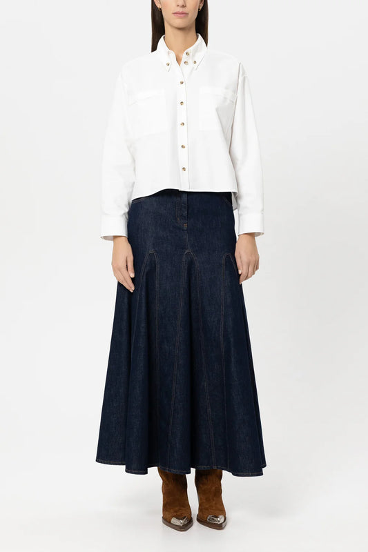 Luisa Cerano White Cropped Wide Cotton Shirt 238662