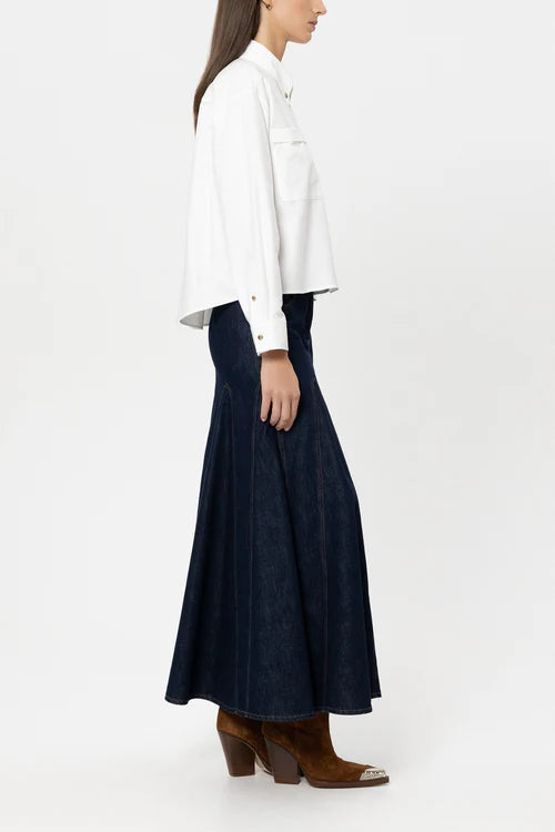 Luisa Cerano White Cropped Wide Cotton Shirt 238662