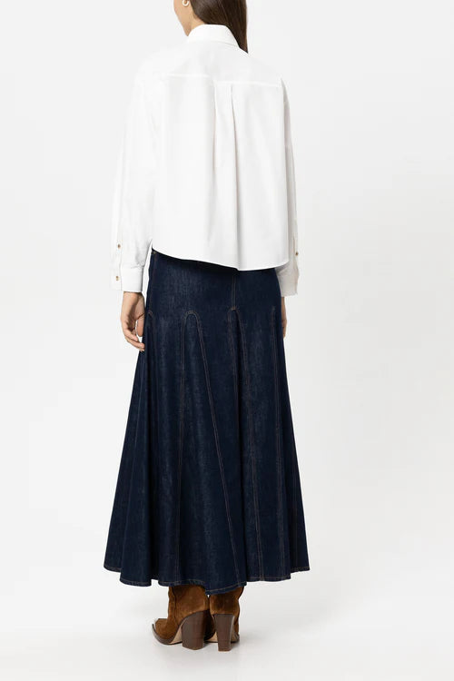 Luisa Cerano White Cropped Wide Cotton Shirt 238662