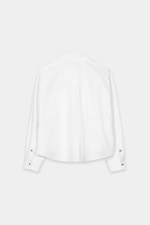 Luisa Cerano White Cropped Wide Cotton Shirt 238662