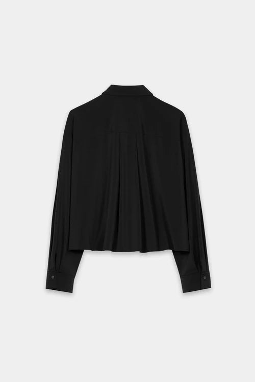 Luisa Cerano Black Softshell Long Sleeve Shirt Blouse 238664