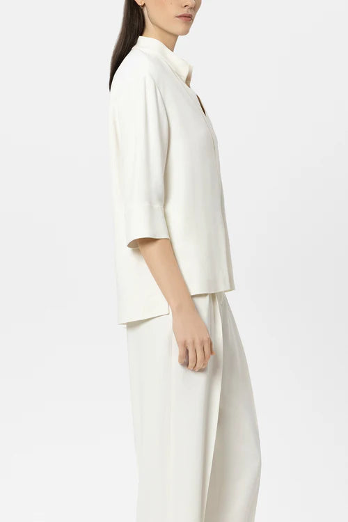 Luisa Cerano Off-White Half Sleeve Tunic Blouse