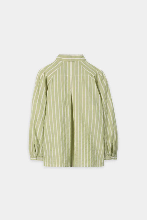 Luisa Cerano Moss Green Voile Stripe Shirt Blouse 238689