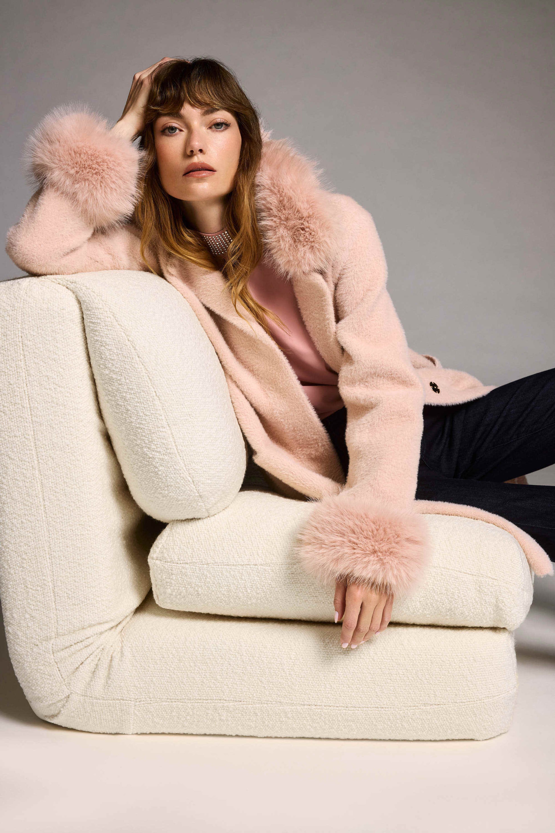 Joseph Ribkoff coat with faux fur trim 243923