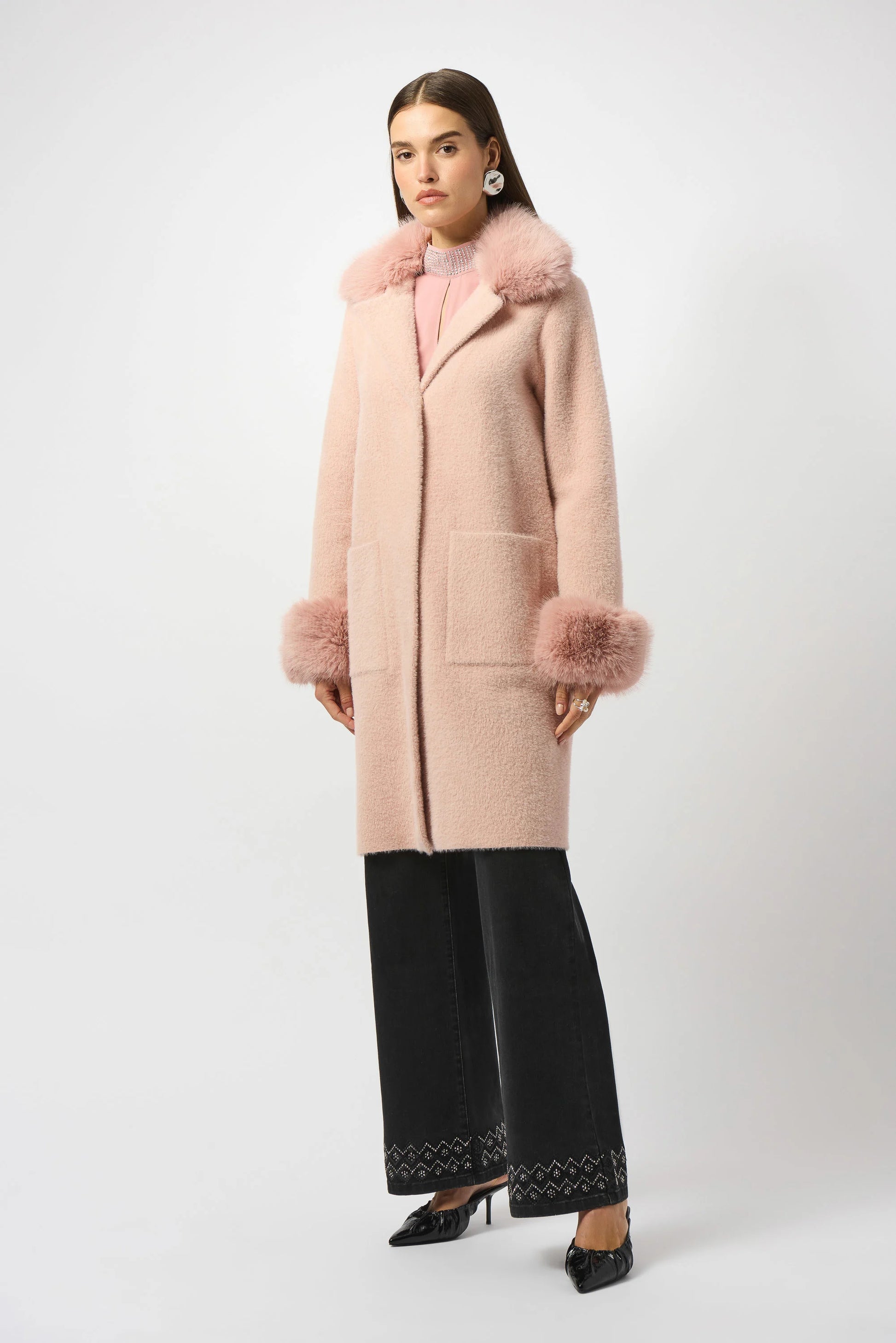 Joseph Ribkoff coat with faux fur trim 243923