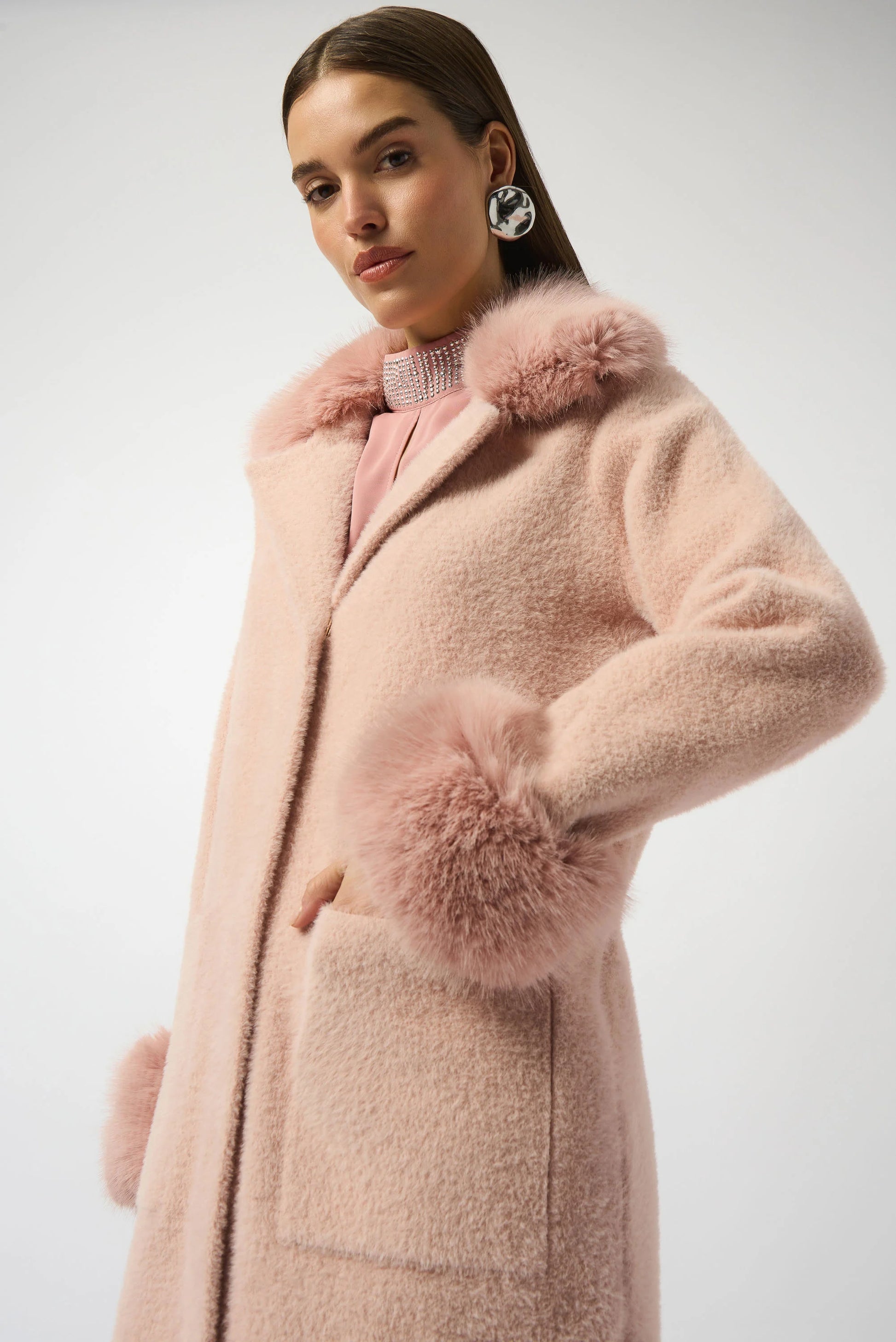 Joseph Ribkoff coat with faux fur trim 243923