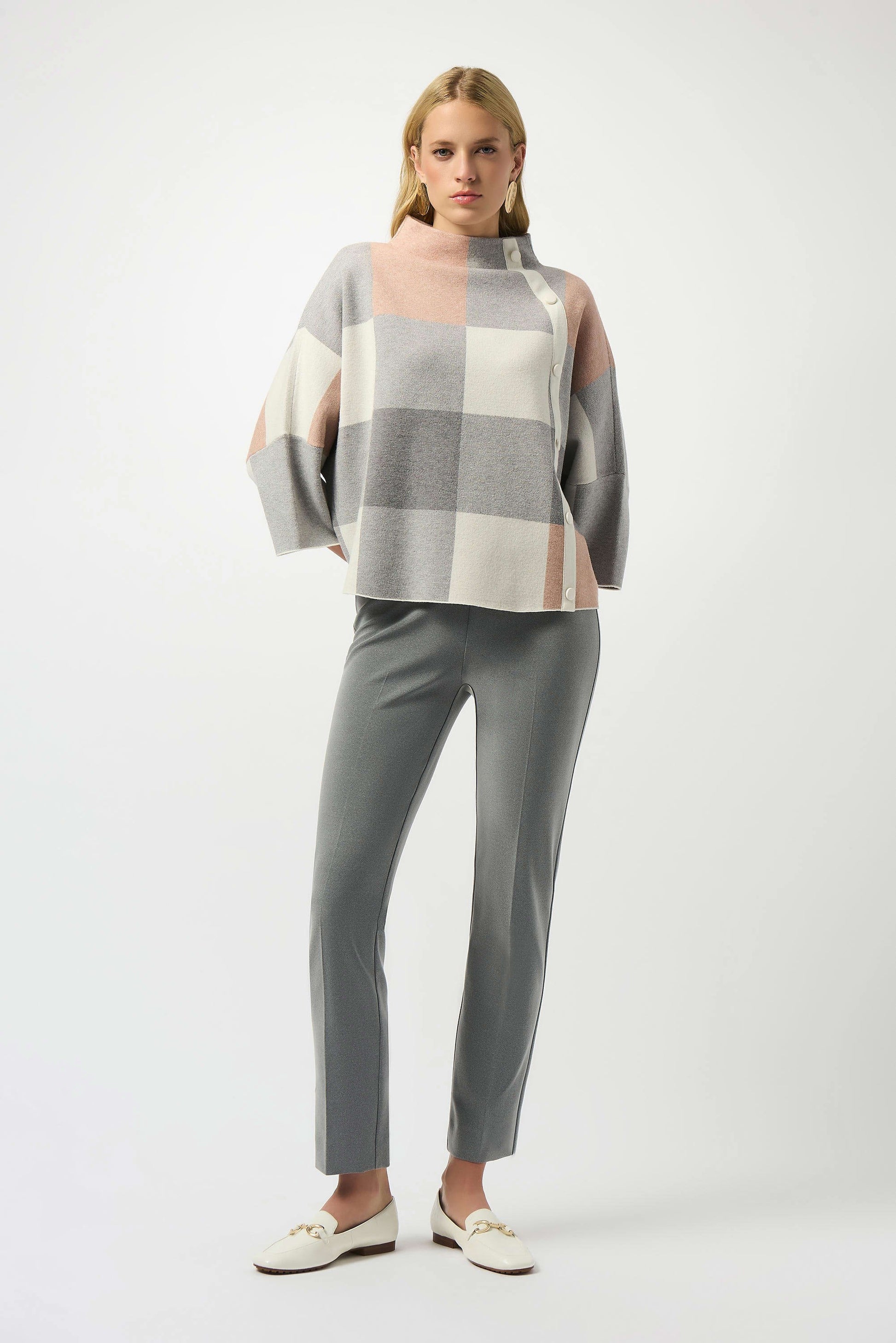 Joseph Ribkoff plaid jacquard check sweater 243948