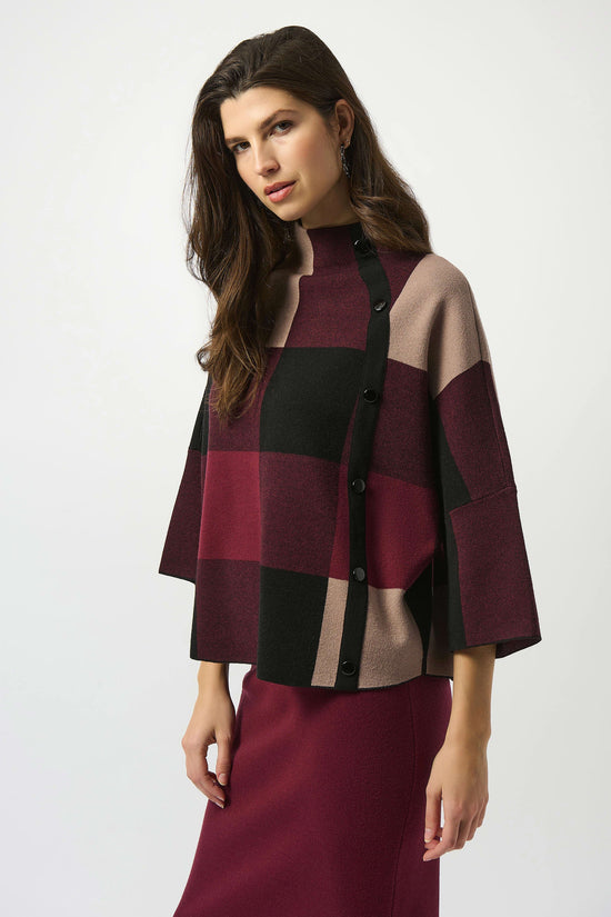 Joseph Ribkoff plaid jacquard top 243948