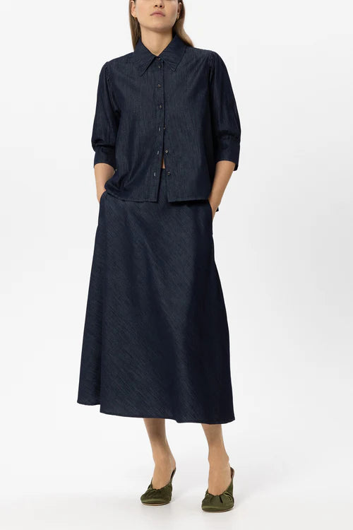 Luisa Cerano Soft Wash Dark Denim Loose Cut Shirt 
