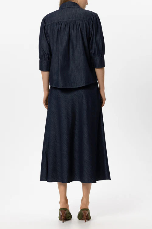 Luisa Cerano Soft Wash Dark Denim Loose Cut Shirt 