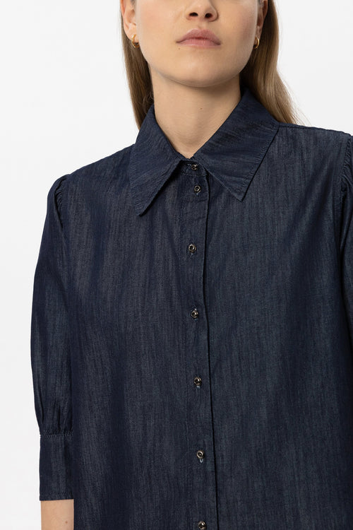 Luisa Cerano Soft Wash Dark Denim Loose Cut Shirt 